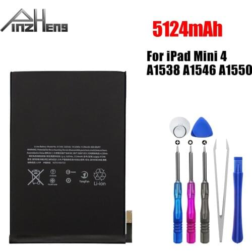 PINZHENG 5124mAh Tablet Battery For Apple iPad Mini 4 Mini4 Replacement Bateria A1538 A1546 A1550 High Capacity Tablet Batteries