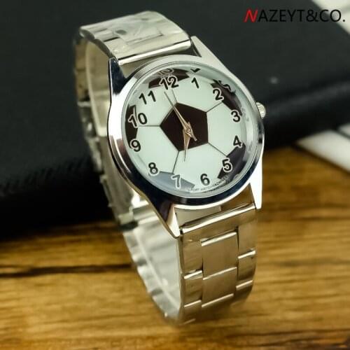 Dropshipping man watch new fashion male football dial quartz watch unisex steel strainless strap wristwatch boys sports clock