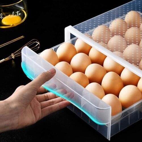 30-Count Egg Holder for Refrigerator Egg Storage Container Plastic Clear Refrigerator Egg Trays for Kitchen
