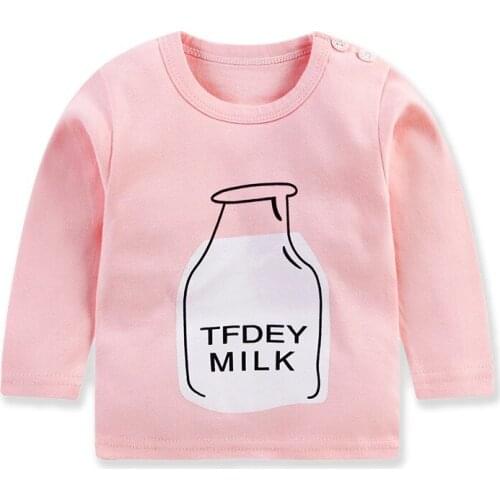 Boys' Cotton Long Sleeve Sweater Girls' Casual Cartoon One Piece Top Childrens Pullover Round Neck T-shirt Antumn