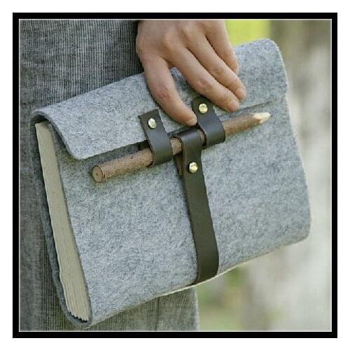 Felt Handmade Retro Creative Stationery Notepad Book Diary Notebook Come with pen and pcncil case can be Customize name