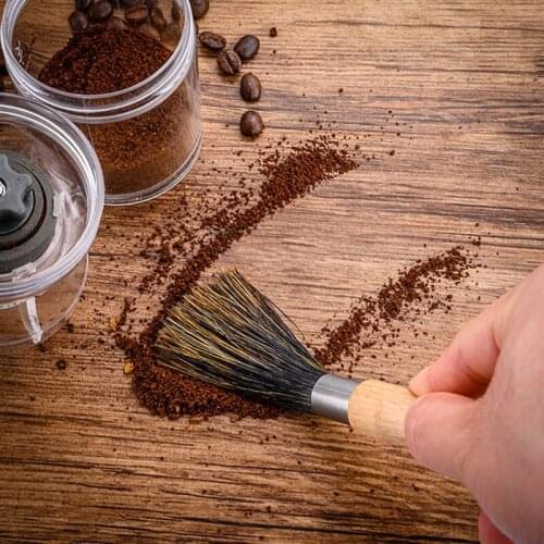 Coffee Grinder Powder Cleaning Brush Natural Bristles Brush Coffee Machine Cleaner Tool For Barista Home Kitchen