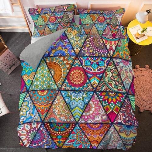 Fanaijia Duvet Cover and Pillowcase 3d Boho Bedding Sets Bohemian mandala bed set queen size