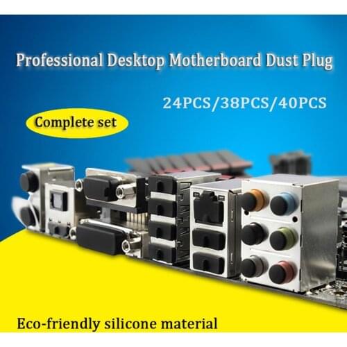 NEW 40PCS Desktop Hosts Dust Plug Set Motherboard Chassis Graphics Card Dust Stopper Protectors Cap Cover VGA, COM, USB, RJ45