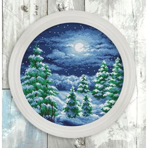 -Circular Chart-River Valley Winter Cross Stitch Kit Package Greeting Needlework Counted Kits Embroidery cross stitch set