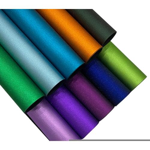 Matte Solid Color Sparkling Shiny PU Faux Leather Fabric Sheet Velvet Backing for Making Shoe Upper/Bag/Clothing/Handcraft