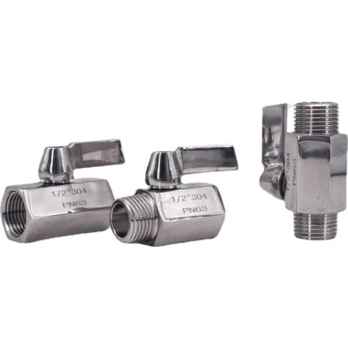 1/8" 1/4" 3/8" 1/2" 3/4" NPT Female Male Mini Sanitary Ball Valve Homebrew Beer SUS 304 Stainless Steel With Stainless Hanlde