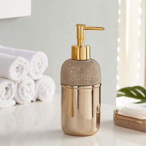 Bathroom Accessories Set Soap Dispenser Toothbrush Holder Gargle Cup Luxury Wedding Gifts Gold/Silver Finished 6 Pieces Set