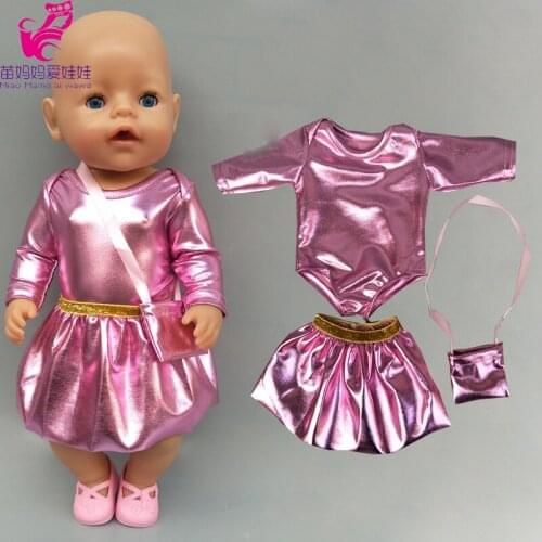 Doll clothes baby doll rompers set for 18 inch girl dolls clothes pink silver dress suit