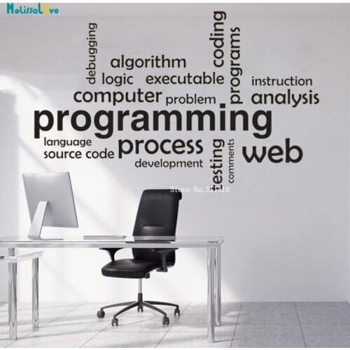 Office Wall Sticker Web Information Data System Code Design Business Inspirational Decor Word Quote Art Decals Removable YT1255