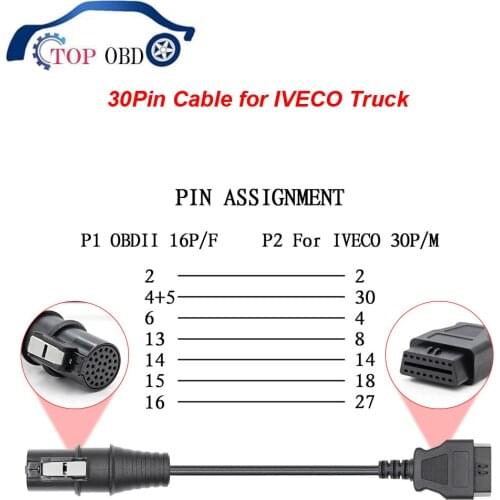 OBD2 Connector Adapter For IVECO Truck 30/38 Pin OBD to OBD2 16Pin For IVECO OBD 2 Diagnostic Auto Tool OBD2 Extension Cable