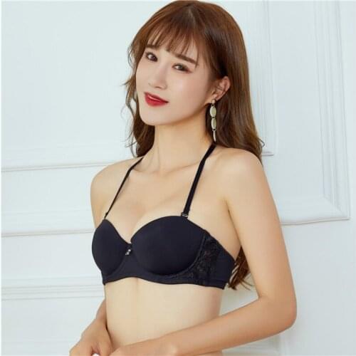 Sexy Double Push Up Bras Women Magic Push Up Bra Strapless Womens Bras Underwired 1/2 Cup Backless Lace Push Up Bras Underwear