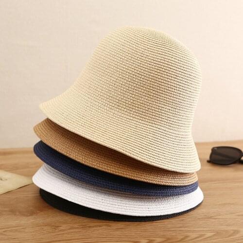 Foldable Sun Hats Women New 2021 Summer Sun visor Protection Straw Hats Panama Beach Bucket Cap Sun Hats