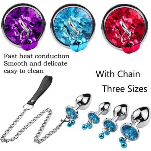 SM Adult Games Jewelry Base Anal Butt Plugs Anal Vagina Massager Bell Plug With Chain Sex Toys For Woman Adult Toys GS0300