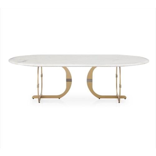 Light Luxury Oval Coffee Table Rectangular Postmodern Simple Natural Marble Stainless Steel Hong Kong Style Coffee Table