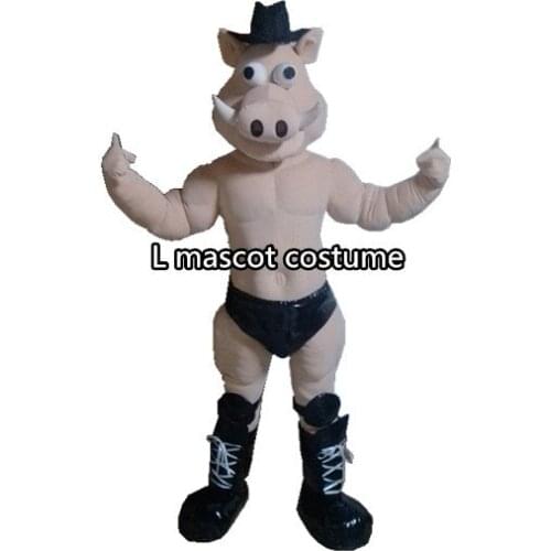 Pig Muscle Wild Boar Mascot Costume Halloween Christmas Birthday Props Costumes Outfit
