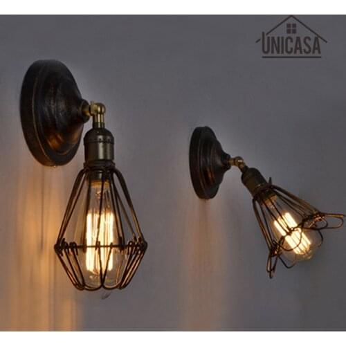 Vintage indoor Wall Lights Kitchen Antique Wall Sconce Wrought Iron Industrial Chandelier Lighting Brown Modern Small LED Lamp