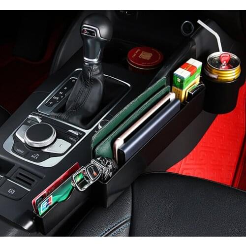 ABS Car Seat Gap Slit Storage Box with Cup Drink Holder For Audi A6L A7 Q3 Q2L Q5L A3 S3 A4L A5 Center Console Organizer Interio
