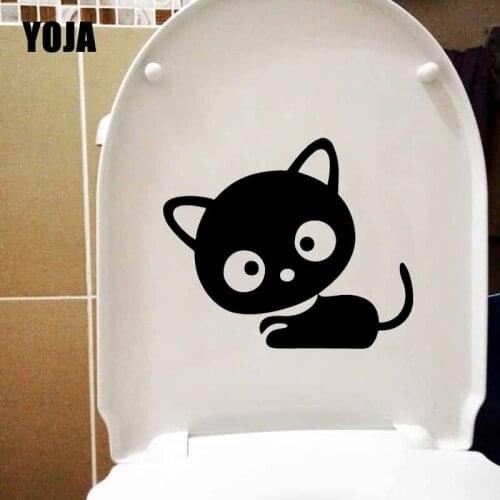 YOJA 24X20.2CM Cat Sticker Wall Tattoo Bedroom Decor Fun Animal WC Toilet Decal T5-0001