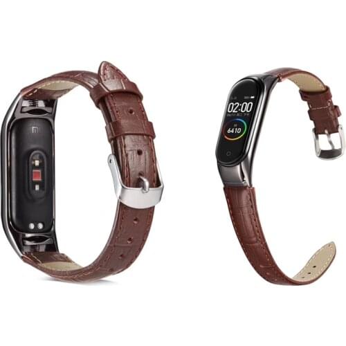 Factory price For Xiaomi Mi Band 4 3 leather Strap Crocodile Wristband Wrist for Miband5 PU leather band