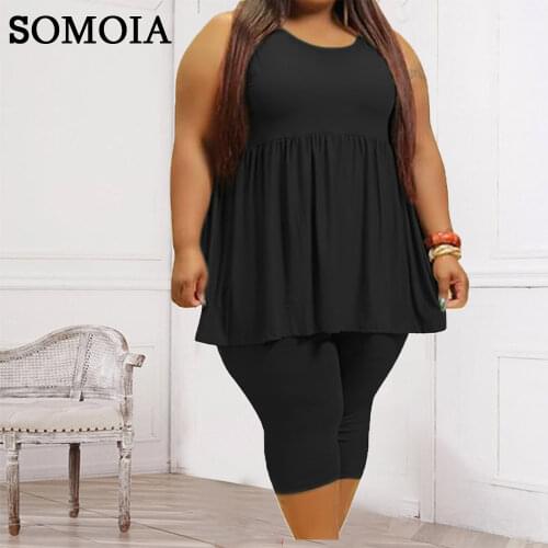 Summer Plus Size Two Piece Womens Clothing Sexy Sleeveless Fashion Draped Solid Color Casual Loose Short Suit dropshipping