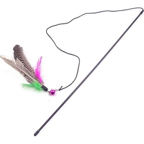 1pc Cat Feather Toy Plastic Artificial Colorful Cat Teaser Toy Cat Feather Wand Pet Supplies Cat Favors
