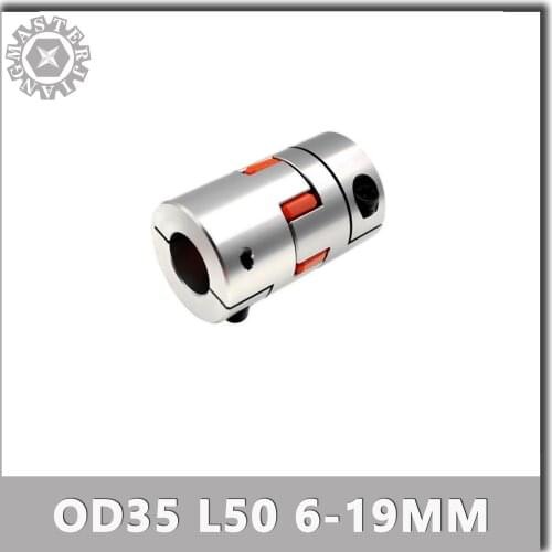 1pcs OD35 L50mm CNC Flexible Plum Clamp Coupling Shaft 6-19mm customizable Coupler Encode Connector Motor Jaw Shaft Coupler
