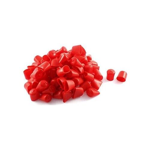 100Pcs Red Soft Plastic PVC Insulated End Sleeves Caps Cover 22mm Dia