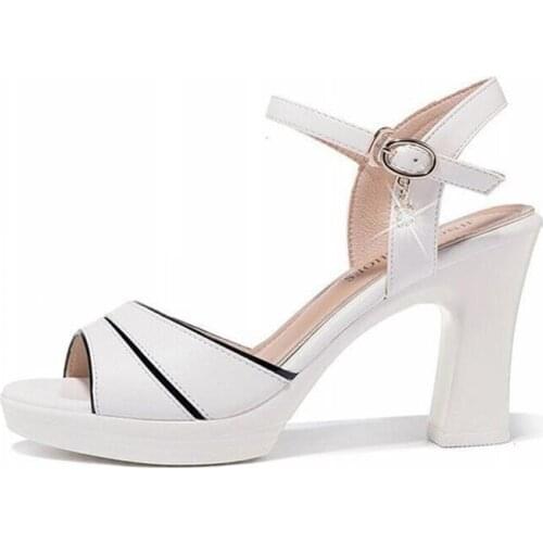 2021 Women Sandals Summer Womens Pumps Peep-toe Female High Heels Fashion Womans Casual Heels Mid Heel Shoes Sweet Ladies Shoe