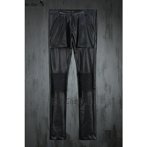 27-44 New 2017 Mens clothing fashion GD dj hair stylist personality punk PU leather pants stage plus size singer costumes