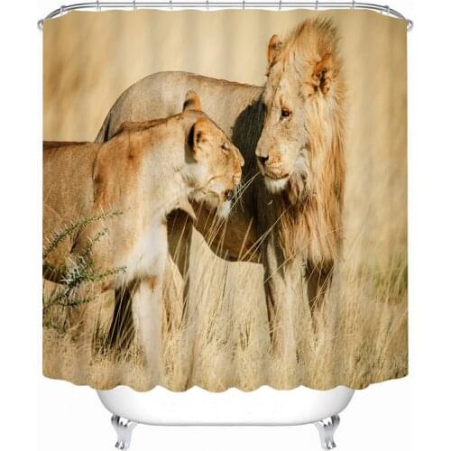 Grassland lion pattern 3D Shower Curtain Polyester Fabric Waterproof Shower Curtain Eco-Friendly Bathroom Curtain Home
