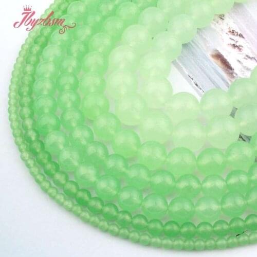 4/6/8/10/12mm Round Light Green Jades Smooth Ball Beads Loose Stone Beads For DIY Necklace Bracelats Jewelry Making Strand 15"