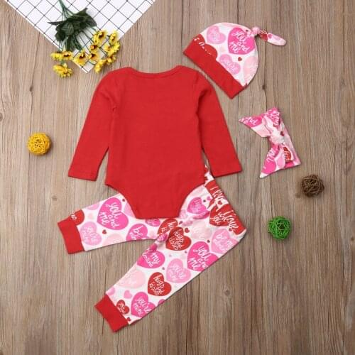4pcs Hot Emmababy Girl Set 0-18M Newborn Baby Girl Outfit Clothes Romper Top+Floral Pants+Hat Outfits