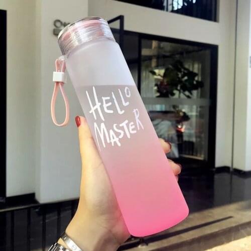 500ml Colorful Gradient Frosted Heat-resistant High-white Glass Bottle Portable Rope Kids Drinkware Outdoor Leak Proof Seal Mug