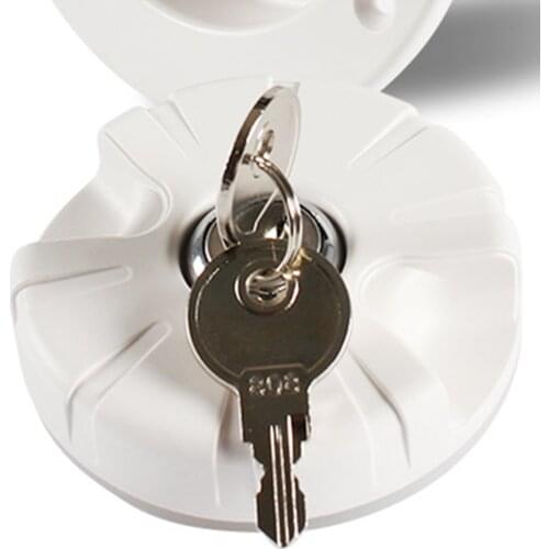White Plastic Gravity Water Inlet Fill Dish Hatch Lock Locking w/2 keys Leak Proof for RV Camper Trailer Cars