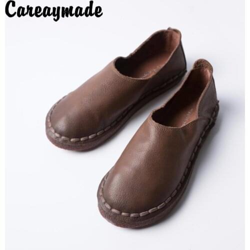 Careaymade-Genuine leather shoes,Pure handmade flat shoes, The retro art mori girl shoes, Fashion Retro Deep shoes,3 colors