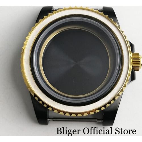 PVD Black 40mm Watch Case Without Bezel Sapphire Glass Top Quality Fit ETA 2836 MIYOTA Movement