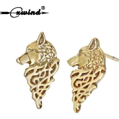 Cxwind Antique Nordic Studs Earrings Fashion Animals Viking Wolf Ear Studs Earrings Women Men Piercing Jewelry brincos