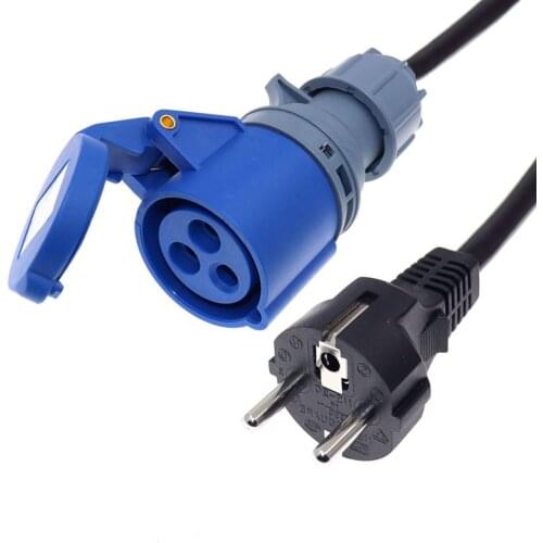EU Schuko 2 prong plug to IEC309 316C6 Power Cable,16A 250V, IP44, H05VV-F 1.5mm Cord,316P6 plug into Euro CEE7/3 Outlet Socket