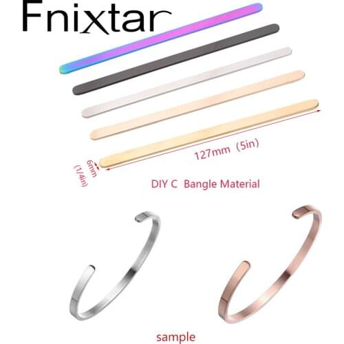 Fnixtar DIY C Open Cuff Bangle Material Mirror Polishe Stainless Steel Rectangle Blank Stamping Tigs 1/4 *5in10pcs/lot