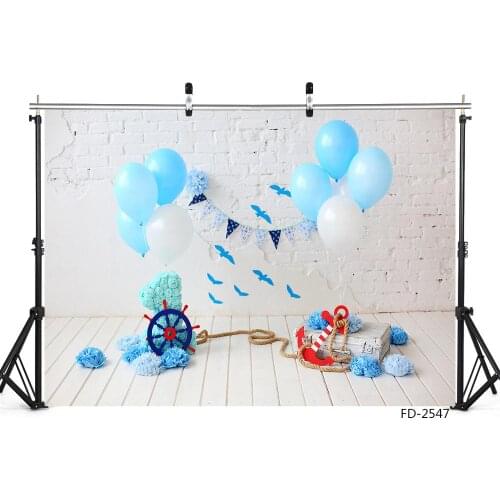 Indoor white wall blue balloon children birthday, daily, the first birthday of the newborn photo background photography props