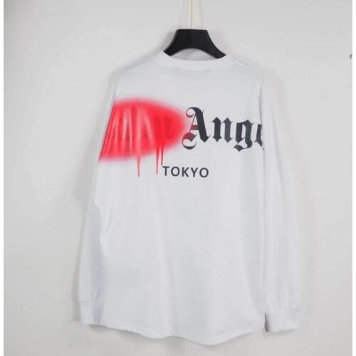 PalmAngels letter spray-paint printing couple cotton street hip-hop popular simple wild men women loose long-sleeved T-shirt