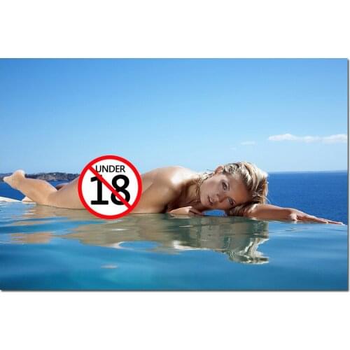 Artistic Paintings Blonde Girl Seaside Swimming Pool Wall Art Picture Canvas Posters and Prints for Living Room Decor