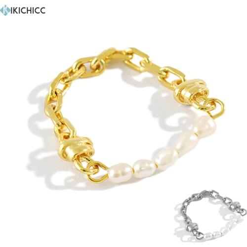KIKICHICC 925 Sterling Silver Gold Pearl Soft Chain RIng Resizable Adjustable Women Fashion Wedding Gift Jewelry 2020 Special
