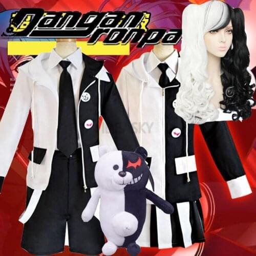 Anime Danganronpa V3: Killing Harmony Cosplay High Quality Monokuma Unisex Cosplay Costume coat+shirt+tie+skirt(or shirts)+socks