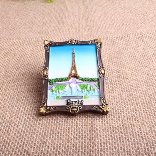 Creative pairs tower resin magnet photo frame 3D Custom france fridge magnet