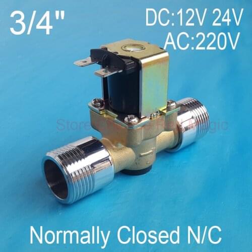Brass solenoid valve coil 3/4" DC 12V 24V or AC220V Electric Solenoid Valve Normally Closed N/C Water 0.02 - 0.8Mpa