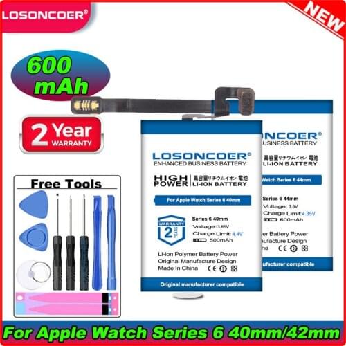 LOSONCOER 500/600mAh For Apple Watch Series 6 / Watch S6 A2345 40mm / 42mm Li-ion Battery