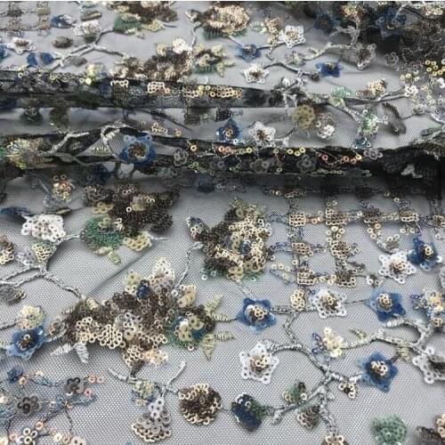 Fashion african net lace fabric with heavy beads hot sale SYJ-4301 embroidered lace fabric for bridal dress