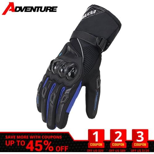 Motorcycle Gloves Waterproof Guantes Moto Full Finger Gloves Touch Screen Winter Protection Carbon Fiber Shell Long Gloves